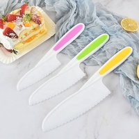 Facas de plástico de bolo, conjunto de 3 peças de facas de tamanhos diferentes, crianças, ferramentas de cozimento