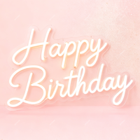 Pas de quantité minimale de commande joyeux anniversaire LED acrylique enseigne au néon suspendu LED publicité fête décoration de la maison personnalisé néon lumière