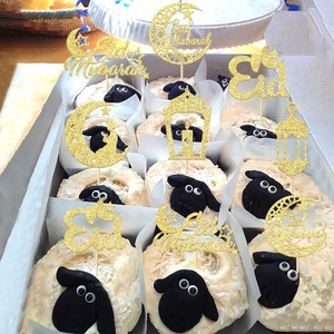 อุปกรณ์ตกแต่งคัพเค้กรูปดาวพระจันทร์สีทองระยิบระยับอุปกรณ์ตกแต่งหน้าเค้กอีดเค้ก - Product Image 3