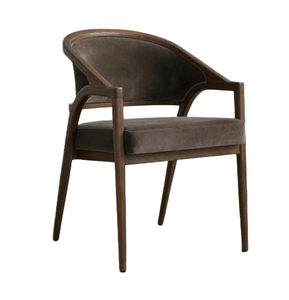 <span class=keywords><strong>Sedia</strong></span> da Pranzo Moderna in Legno Massello con Schienale Imbottito e Braccioli in Tessuto - Product Image 1