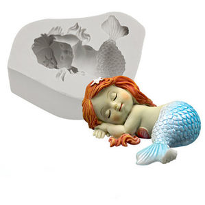 Moldes de silicona 3d personalizados para decoración de tartas, Fondant de sirena y <span class=keywords><strong>Princesa</strong></span>, molde de silicona - Product Image 1
