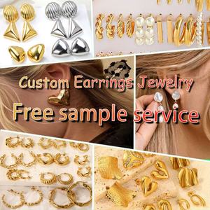 Custom 18K Gold Plated Stainless Steel <b>Earrings</b> Trendy Big <b>Hoop</b> with Flower Pearl Stud Waterproof <b>Fashion</b> Jewelry for Women - Product Image 2