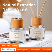 Diffuseur de parfum TopOne 50 ml en rotin naturel, décoration d'intérieur moderne et minimaliste, huile parfumée avec bâtonnets en fibres haute densité, idéal pour un cadeau