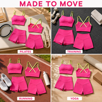 Ensemble de yoga 2 pièces personnalisé pour femme : Soutien-gorge de sport à bretelles croisées contrastées et short taille haute – Tenue de sport et fitness en gros