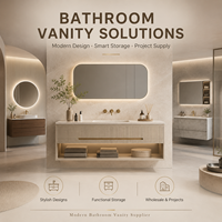 Pabrik Oem Odm Kustomisasi Meja Rias Kamar Mandi Minimalis Modern Tahan Air dari Kayu Lapis Warna Putih Gading untuk Proyek Gedung Perkantoran