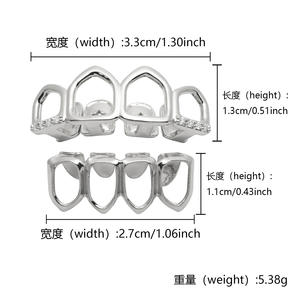 Nuovo vuoto 18K placcatura in oro reale Grillz con zircone in ottone quattro denti Hip Hop Grillz - Product Image 5