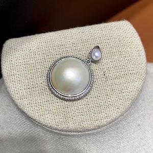 จี้เงินแท้ประดับมุกเซาท์ซีทรงกลมขนาด 15-16 มม. แบบฝังขอบ ดีไซน์คลาสสิก เครื่องประดับสำหรับผู้หญิง เหมาะสำหรับใส่ทุกวัน - Product Image 4