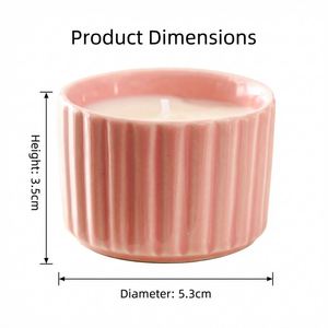 Macaron Color Ribbed Ceramic Tealight Holder Mini <b>Candle</b> Jar for Wedding Party Favor Home Decor Aromatherapy Promotional Gift - Product Image 2