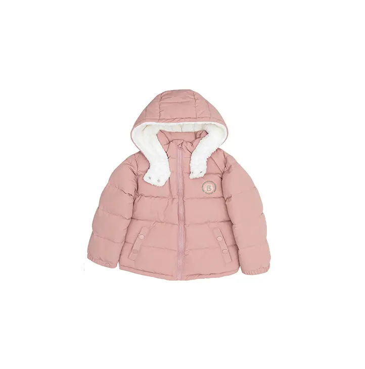 Puffy winter hoodie coat Children kids cotton-padded thicken warm pink cardigan coat
