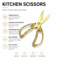 Ciseaux de cuisine en acier inoxydable 3Cr13, lame dorée, manche pailleté, ciseaux de cuisine multi-usages, découpe de volailles, fruits de mer, herbes