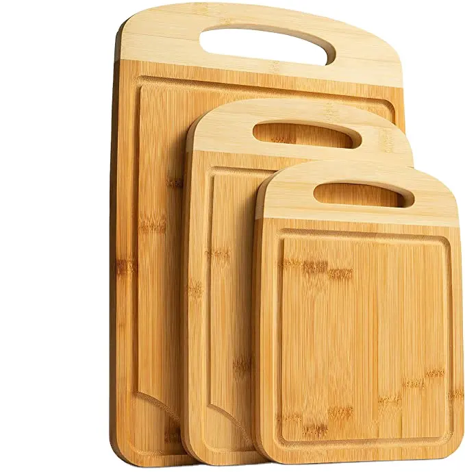 บอร์ดตัดไม้ไผ่เขียงกับน้ำผลไม้ Groove จับที่ดีที่สุดไม้ห้องครัวขนาดเล็กเขียงชุด-3