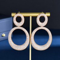 HIBRIDE Charme Clair Cycle Rond Cubique Zircone Pave Femmes Boucles D'oreilles Accessoires Bijoux Femme Fête Décoration E-1112
