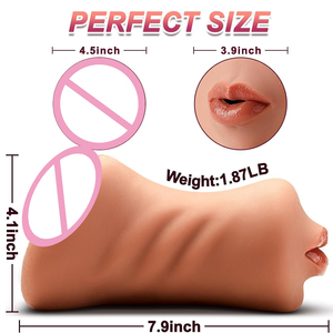 Cangkir Masturbasi Pria Cetakan Anal Dua Kepala Tiga Lubang Saluran Simulasi Seks Oral Mainan Seks Dewasa YQ N03 850g - Product Image 6