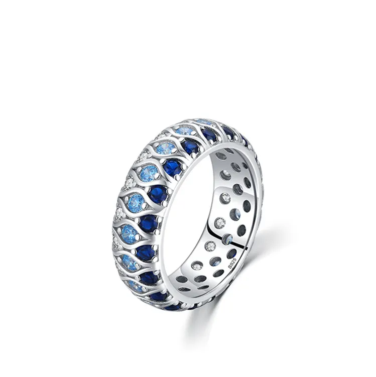 Daidan Woman Rings Luxury Jewelry Wide 5A zircone Sterling Silver Colored Blue Men Fine Jewelry Rings