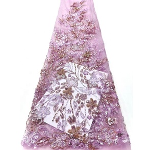 レース素材のアフリカレース生地、ブラウンの高級プロムディナーレース、ブライダルビーズ付きコルセットウェディングドレス、高品質 - Product Image 2