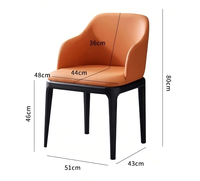 Chaise de salle à manger moderne en cuir PU rembourrée avec accoudoirs, cadre intégré noir, fauteuil de luxe pour salle à manger, hôtel, café