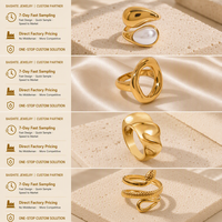 18K Vergoldeter Edelstahl Chunky Statement-Ring Unregelmäßiger Breiter Ring Geometrischer Modeschmuck für Damen Hochzeit Großhandel