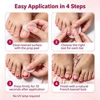 Offre Spéciale : Kit de 160 faux ongles de pieds carrés courts à presser, couleur nude, réutilisables, brillants, avec étui de rangement
