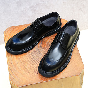 Zapatos de Vestir para Hombre, de Piel Vacuna Genuina, con Suela Gruesa, Diseño Plano y Punta Redonda, Ideales para Bodas y Negocios, Cómodos para Todo Tipo de Eventos - Product Image 4