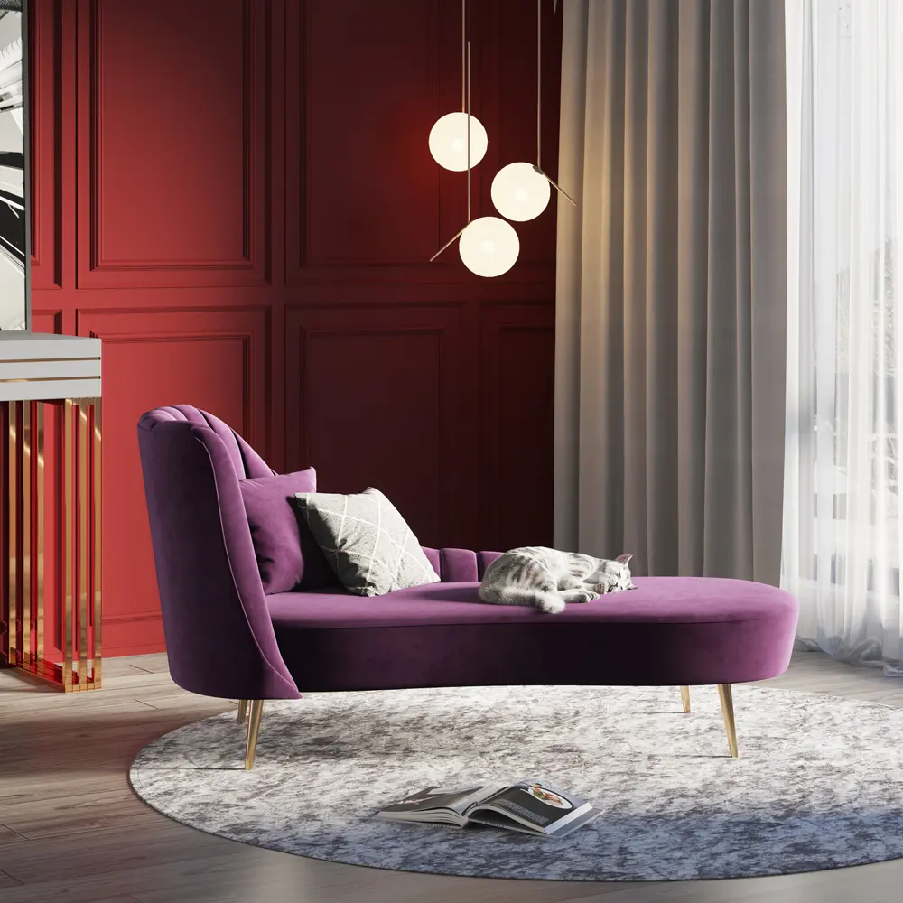 Tissu en velours de style moderne et simple, mobilier de luxe, chaise longue pour salon