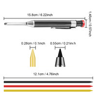 Crayon de marquage pour trous profonds avec mines de rechange, outil de marquage, crayon de charpentier 2,8 mm, logo personnalisé