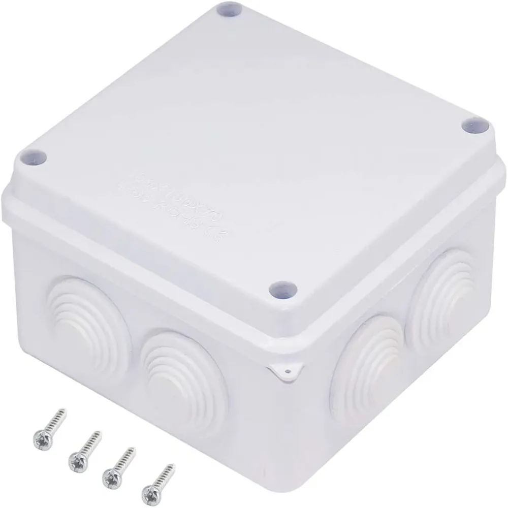 Caja de empalme impermeable de plástico ABS, a prueba de polvo, para exteriores, carcasa para proyecto electrónico, color blanco, 3,9x3,9x2,8 pulgadas, IP65