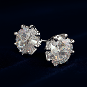 Orecchini a lobo classici da donna in argento 925 con diamanti, taglio brillante rotondo, montatura a griffe, gioielli di fidanzamento in oro bianco - Product Image 2