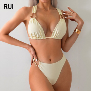 RUIQUWIN Oferta Caliente 2026 Bikinis de Mujer Traje de Baño Sólido con Joyería Push-Up y Cordón Ajustable, Conjunto de Micro Bikini Sexy con Espalda Descubierta para Playa - Product Image 1