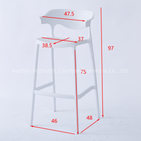 Tabouret de bar moderne et luxueux en plastique PP noir, chaise de salle à manger colorée pour extérieur, restaurant, café, bar