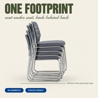 Chaise de conférence empilable commerciale avec assise en tissu et dossier en maille sans accoudoirs pour sièges supplémentaires universitaires