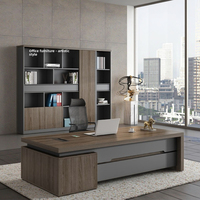 Ensemble de chaises de bureau modernes, simples et luxueuses en MDF Bureau du directeur du président du patron en bois clair