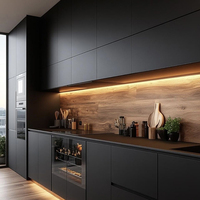 Meubles d'îlot de cuisine modulaires encastrés de luxe Goldtop, prêts à assembler, en bois massif, ensembles complets de meubles de cuisine modernes