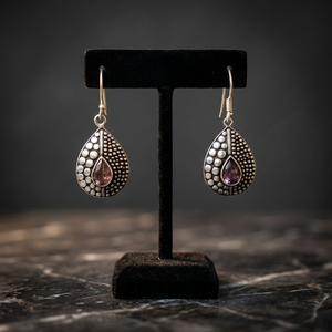 AAA Quality German Silver Dangle Drop <b>Earrings</b> <b>Red</b> Zircon Gemstone Vintage Style Handmade Wedding Wholesale Lot Bulk Price H.A. - Product Image 3