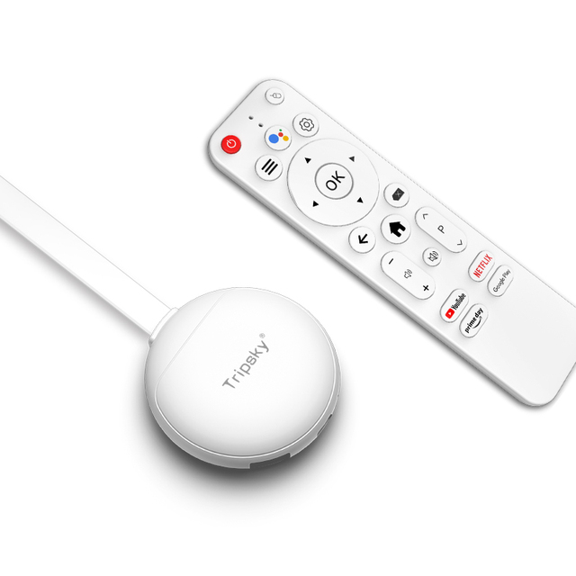 Tripsky Manufacturer Wholesale RK3518 Android 14.0 Smart Tv Stick 8K UHD Dual Band WiFi Voice Control TV Dongle