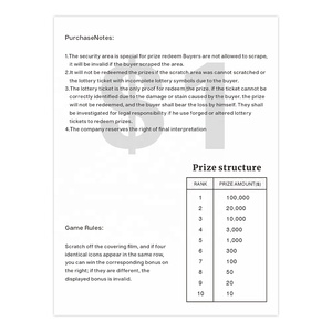 Venta de temporada, billete de lotería, tarjeta de entretenimiento, impresión Digital, Tarjeta para rascar, diseño gratuito, billetes de lotería ganadores - Product Image 4