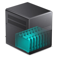 Boîtier NAS JONSBO Stock Mid Tower Mini-ITX avec ventilateurs, alimentation SFX, carte mère ITX, coque en acier pour disques durs, 8+1 baies, double ventilateur 100 mm, boîtier PC 10 USB