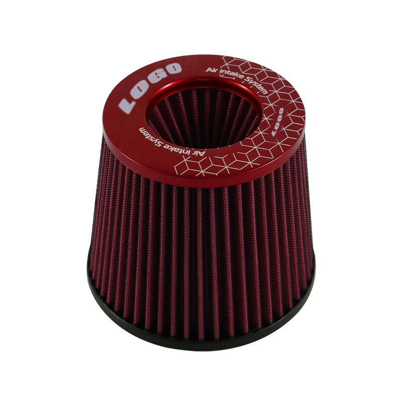 Red 3 76mm High Flow Inlet Cold Air Intake Cone Replacement Dry Air Filter