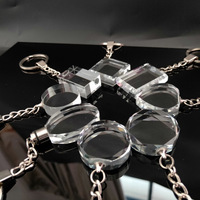 Porte-clés en cristal LED, porte-clés carré en cristal