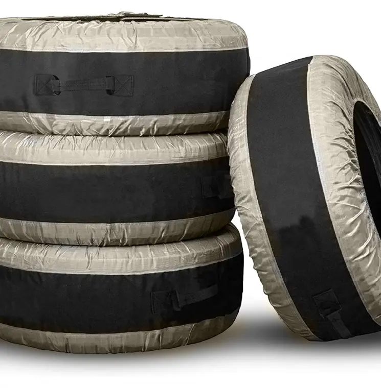 Bolsa de almacenamiento de ruedas de invierno duradera de poliéster Oxford 600D contra polvo y arañazos, paquete de 4 cubiertas de neumáticos de temporada con asa