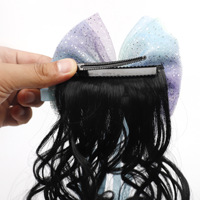 Perruque Enfant Nœud Papillon Tressé Accessoires Cheveux Petite Fille Princesse Queue de Cheval Bouclée Bandeau Nœud Papillon Coiffure Bébé Enfant