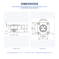 Soket Steker Penerbangan M16 7 Kutub IP68 Tahan Air Flange Panel Mount Terminal Solder 5A 100V (05-b) 0308 07-1 Konektor Bundar