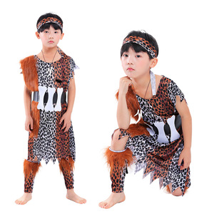 Adulte enfants Halloween Cosplay autochtone africain primitif sauvage femmes homme indien sauvages Parent-enfant Performance Costume - Product Image 4