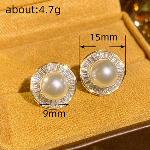 Orecchini a perno rotondi irregolari da donna, effetto perla, stile elegante e delicato, gioielli per l'orecchio da indossare tutti i giorni - Product Image 6