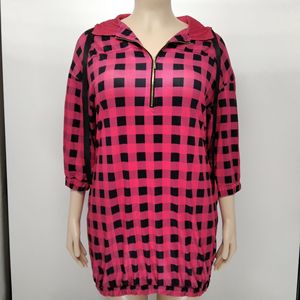 2022 Popular Products <strong>Plus</strong> <strong>Size</strong> Women's <strong>Tartan</strong> Print Hooded Zipper Short Sleeve Tie <strong>Dress</strong> Women - Product Image 3