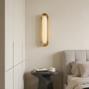 Lámparas de Pared de Latón de Diseño Retro en Cobre y Alabastro, Diseño Artístico Personalizado, Lámpara de Pared LED de Cobre para Vestíbulo de Hotel Moderno - Product Image 1