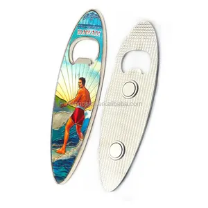 USA plage Souvenir Hawaii surf planche de surf forme aimant ouvre cadeau personnalisé métal décapsuleur aimant de réfrigérateur