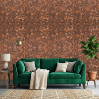 Tuile murale décorative en liège naturel Organic Flow 06, panneau rectangulaire moderne, isolation acoustique, décoration murale