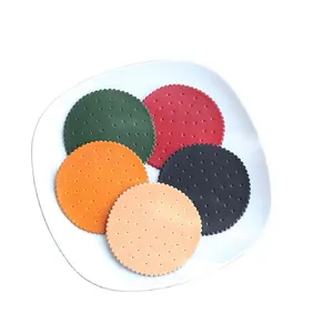 Thời Trang Mới Tùy Chỉnh Cup Coaster Da Thật Vòng Trống Cup Mats Da Chính Hãng Đế Lót Ly Bền Đồ Uống Nóng Coaster