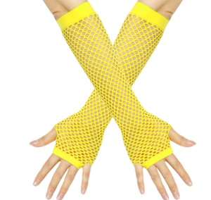 Gants longs en résille néon sans doigts années 70 80 pour fête, manches en résille pour femmes, accessoires de costumes gothiques punk, décorations - Product Image 6