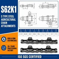 Cadena Agrícola de Acero Tipo S S62K1 con Recubrimiento de Fosfato para Pulverizador de Huertos, Resistente a Químicos, Cadena de Transmisión Estable para Maquinaria